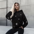 thumbnail image 4 of COEQINE Oversized Sweatshirts Pullover Long Sleeves Women's Hoodies Loose Comfy Fit Cozy Crewneck Sweatshirt Casual Wear Hooded Sweatshirt Fashion Y2K Hooded Women Snowflake Black, S, 4 of 7