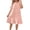 Pink, variant on Herrnalise Women's Big Swing Mid-Length Solid Color Loose Casual PleatedRound Neck Flared Short Sleeve Cotton Linen Dresses S-2XL