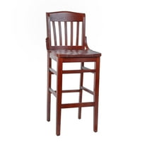 Flash Furniture HERCULES Series School House Back Mahogany Wood Restaurant Barstool