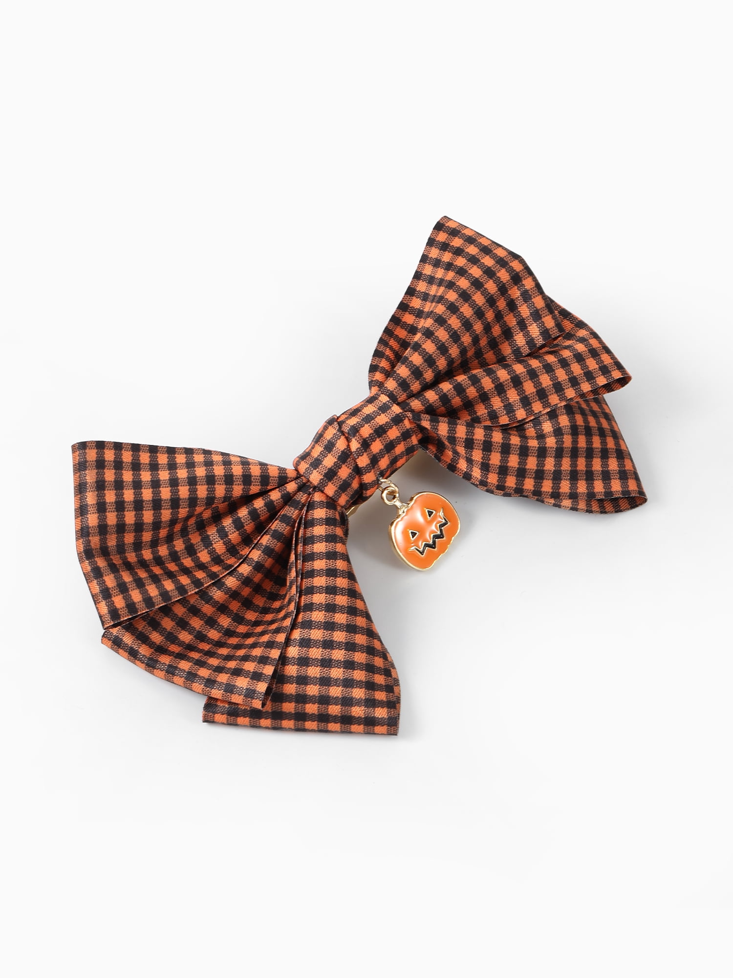 Way to Celebrate Halloween Women's Ghingham Pumpkin Bow Hair Clip, Multicolor, 1 Piece, Alligator Hair Clip