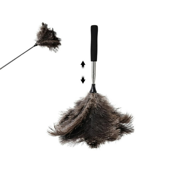 Long Handle Feathers Duster,Reusable Ostrich Feather Duster,Portable Ostrich Cleaning Supplies with Extendable Handle for Cars,Blinds and Furniture