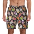 thumbnail image 2 of Picia Milk Tea pattern Mens Swim Trunks with Compression Liner Stretch Beach Shorts Quick Dry with Zipper Pockets No-Chafing Board Shorts-Large, 2 of 9