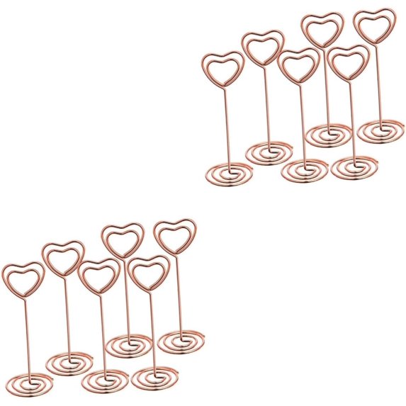 12 Pcs Desk Cord Holder Gold Paper Clips Gold Place Card Holder Note Message Clip Memo Holder Stand Desk Picture Wire Clip Heart Shape Clips Photo Holder Table Number Holders Deck