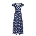 thumbnail image 5 of Dyegold Sundresses for Women Casual Beach - Wedding Guest Dresses for Women V Neck Short Sleeve Polka Dot High Split Maxi Sundresses ​A-Line Flowy Swing ​​Dress, 5 of 7