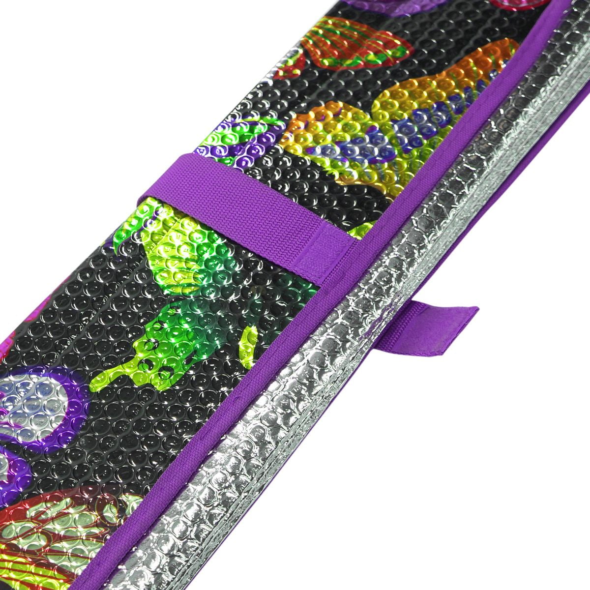 Auto Drive 1 Count Purple Butterfly Universal Fit Windshield Accordion Sunshade, Product Size 63'' x 28.5''