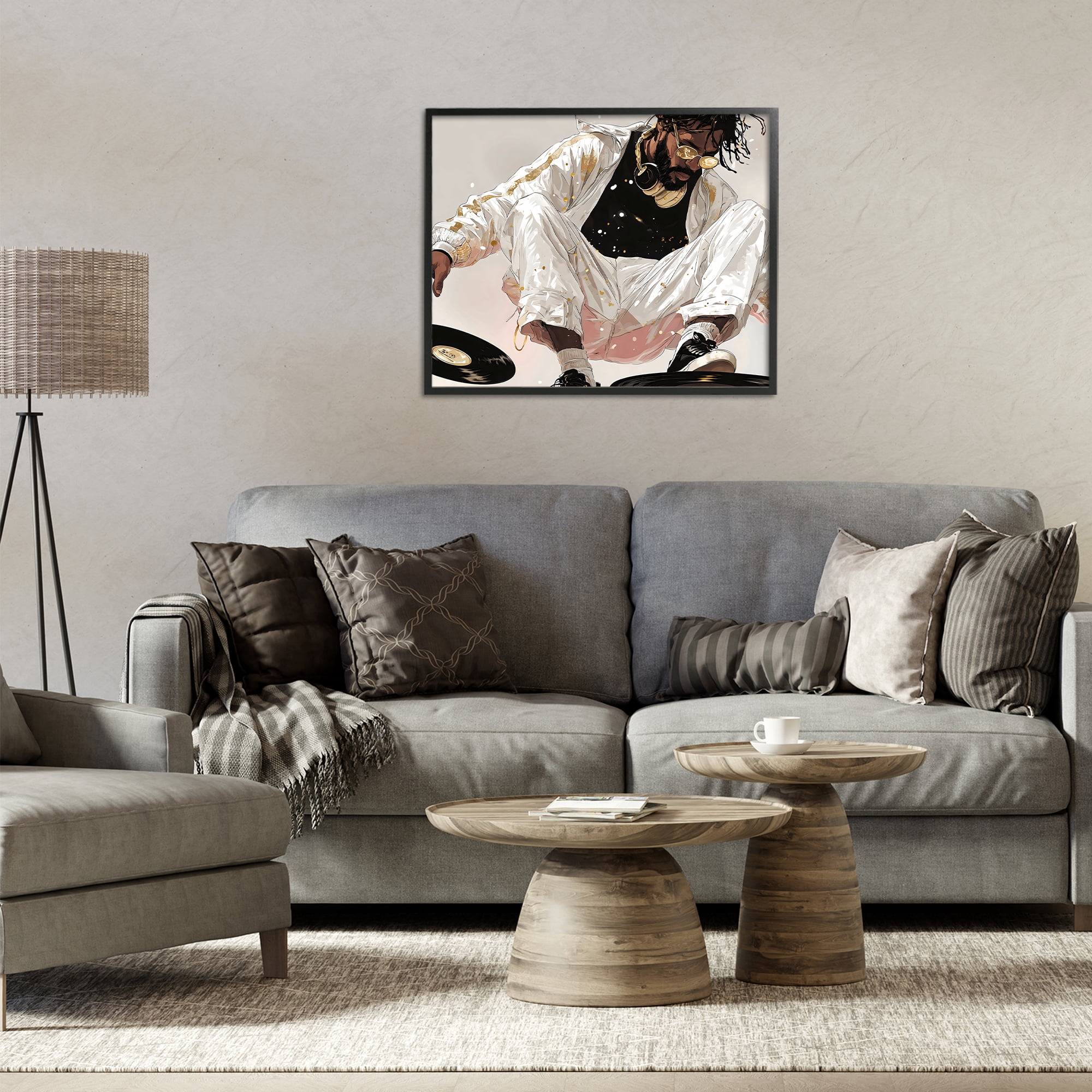 Stupell Industries Record Dance Stylish DJ Black Framed Giclee Art, design by Franklyn Gregory