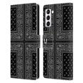 thumbnail image 1 of Head Case Designs Classic Paisley Bandana Cross Black Leather Book Wallet Case Cover Compatible with Samsung Galaxy S21+ 5G, 1 of 6