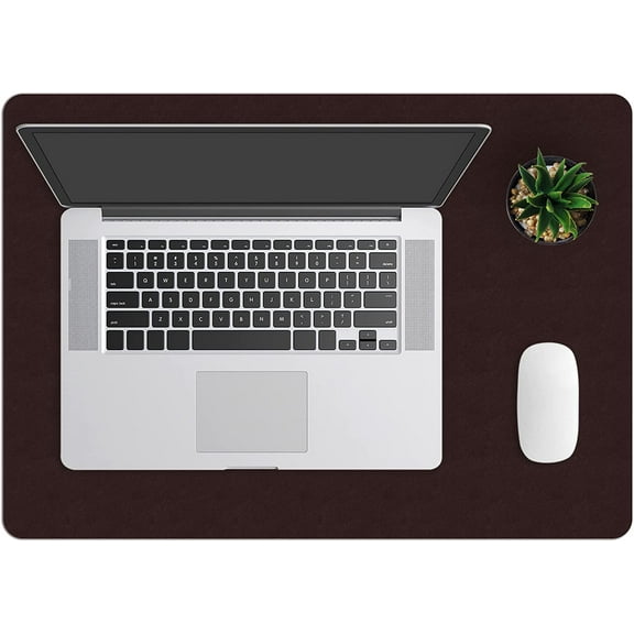 ZBRANDS // Brown Leather Smooth Desk Mat Pad Blotter Protector, 24" x 17" (0.60 lbs)