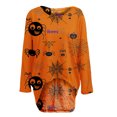 thumbnail image 4 of Camiseta holgada de manga larga con cuello redondo y manga murciélago con estampado de Halloween para mujer Fridja  ghj987+3807, 4 of 4