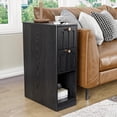 thumbnail image 3 of GODPAW Narrow Nightstand Set of 2, Mid Century Black Wood Slim Bedside Table, 3 of 9