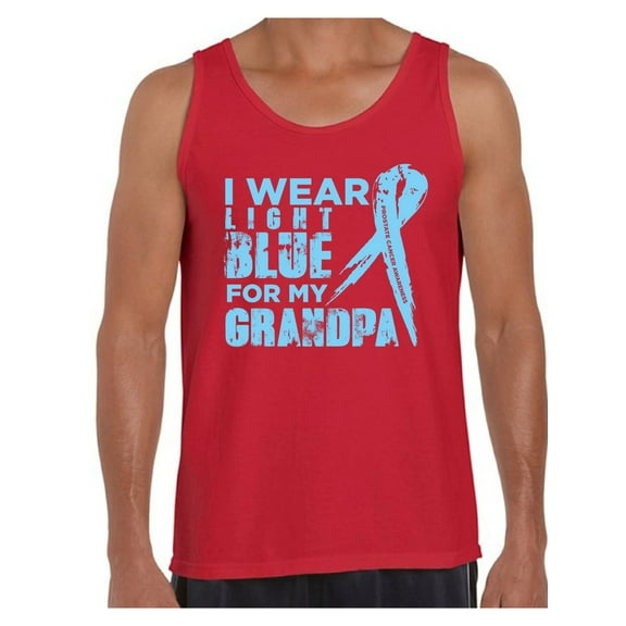 Awkward Styles Men's I Wear Blue for My Grandpa Graphic Tank Tops Prostate Cancer Awareness Ribbon