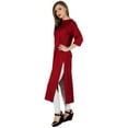 thumbnail image 5 of Bimba Women Maroon Rayon Straight Kurta Kurti Casual Summer Indian Ethnic Tunic, 5 of 7