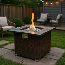 Barara King Fire Pit Table, Smokeless Fire Pit Table, Fire Basin, 30" Outdoor Fire Table, Propane Gas Fire Pit Table with Glass Rocks and Rain Cover