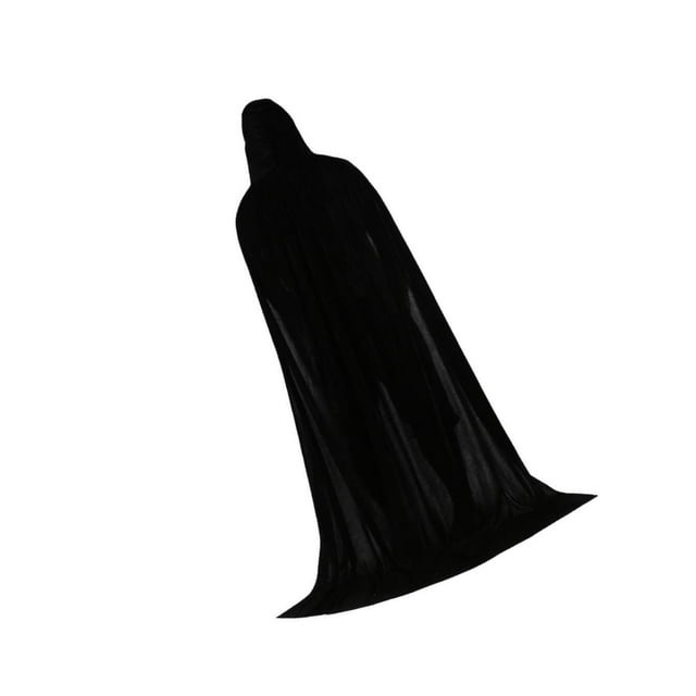 Velvet Hooded Cloak Long Robe Witch Capes Halloween Costume 150cm Black