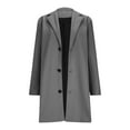 thumbnail image 4 of Lcziwo Womens Trench Coat Wool Blend Lapel Notched Collar Peacoat Inner Lining Single Breasted Outerwear Casual Loose Mid Long Jackets 2025 Fall Winter Coat Dark Gray,L, 4 of 6