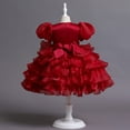thumbnail image 6 of WMQPNNS Girls Sequined Party Ball Dress Wine Dress for Age 2-3 Years Ruffle Tiered Tutu Dress with Big Bow Headband Wedding Birthday Party Prom Dress, 6 of 8