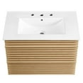 thumbnail image 6 of Wall Mount Sink Vanity Cabinet, White Oak, Wood, Mid Century Hotel Bedroom Bathroom, Modern Contemporary HB33709, 6 of 9