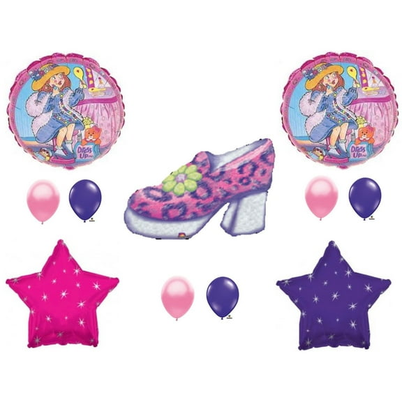 Dress Up Girl's Birthday Party Balloons Decoration Supplies Makeup Shoe