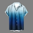thumbnail image 3 of IYTR Men's Short Sleeve Button Shirts Summer Fashion Gradient Color Lapel Hawaiian Beach Shirt Casual Loose Blouses Dark Blue XXL, 3 of 5