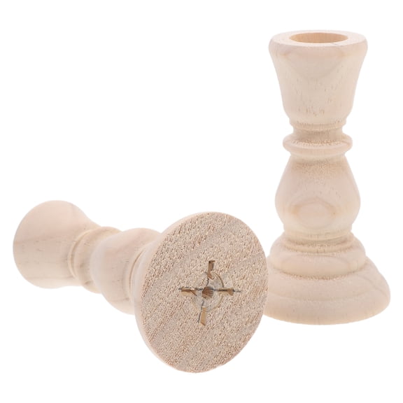 Niceauty 2Pcs Rustic Wooden Candle Holders for Pillar Candles Natural Beige Decor
