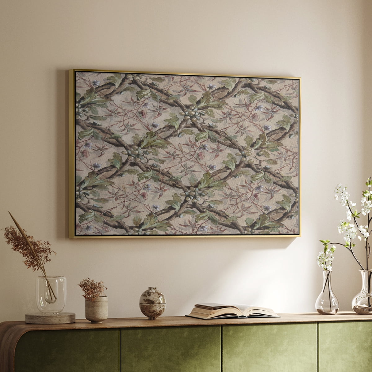 Vintage Abstract Print-IV Framed in Gold Wood Gallery Wrapped Canvas 27 in. x 41 in.