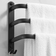 thumbnail image 2 of Toallero de pared para baño, toallero adhesivo negro mate, toallero de aleación de aluminio no perforado y sin oxidación (tres barras), 2 of 7