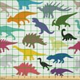 thumbnail image 2 of Ambesonne Dinosaur Fabric by the Yard Microfiber, Jurassic Animals Pattern, 3 Yards, Olive Green and Pale Orange, 2 of 2