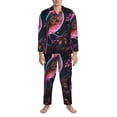 thumbnail image 3 of Naloa Glowing Leaf Bird Men’s Pajamas Set - Long Sleeve Button Down Sleep Shirt and Pajama Bottoms Sleepwear Set-XX-Large, 3 of 7