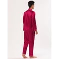 thumbnail image 4 of Conjuntos de pijama de satén para hombre, manga larga, con botones, ropa de dormir, ropa de dormir, pijamas rojo S, 4 of 5