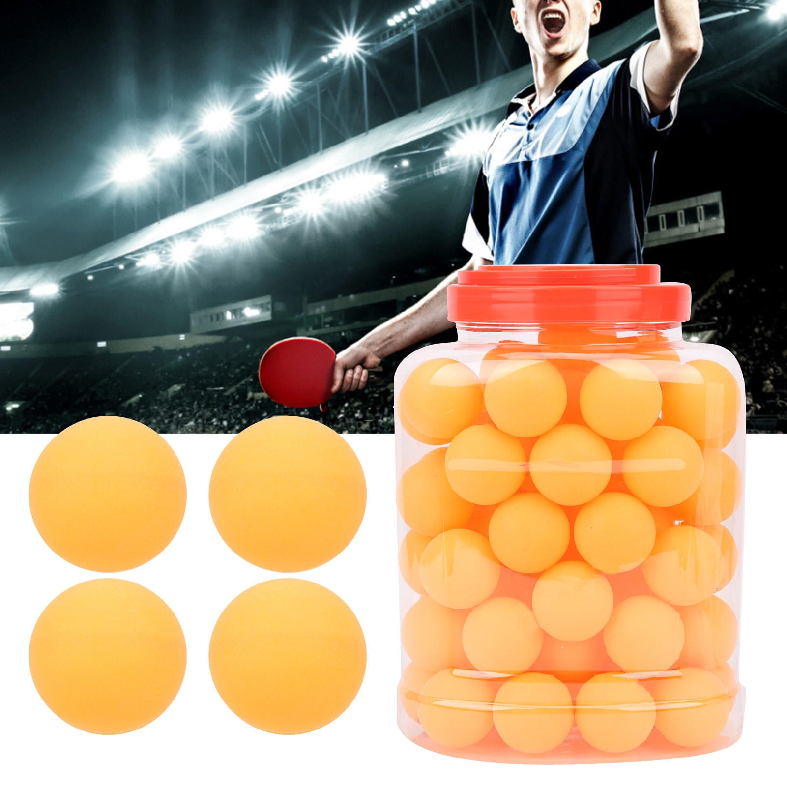 Suodoka 60Pcs Intermediate Training Table Tennis Balls Yellow 40mm Professional Pong Balls for Outdoor Sports Exercise (60 Count / 40mm)