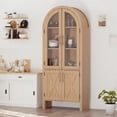 thumbnail image 5 of Accreate 60" Arched Display Cabinet with Fluted Details, Boho Glass Door Bookshelf, 5-Tier Tall Wood Pantry Cabinet, Arched Hutch Storage Cabinet for Entryway, Kitchen, Living Room, 5 of 7