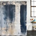 thumbnail image 3 of Navy Blue Grey Waterproof Fabric Shower Curtain, Modern Abstract Art Rustic Waterproof Fabric Shower Curtain for Bathroom Curtains Bathtubs Hotel Washable Shower Curtains with 12 Hooks Stall 48x72in, 3 of 8