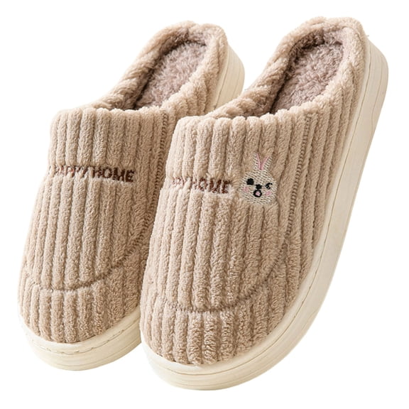 Kilaqueen Womens Slippers Striped Plush Non-Slip Soft-Soled Comfortable Shoes Fashion Indoor Outdoor Memory Foam Platform Footwear