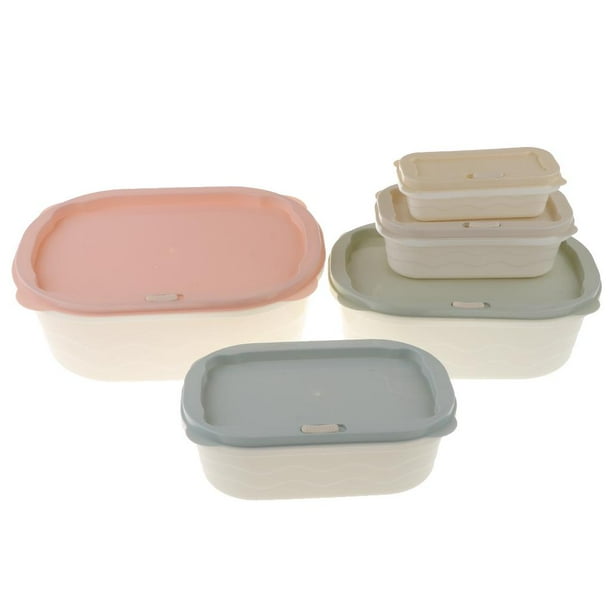Crisper De Cocina Contenedor De Almacenamiento De Mantenimiento Fresco Caja Sellada Juego De Plástico Para Alimentos Y Bocadillos De Cocina Macaron Square 5 piezas Soledad Contenedor de almacenamiento de alimentos