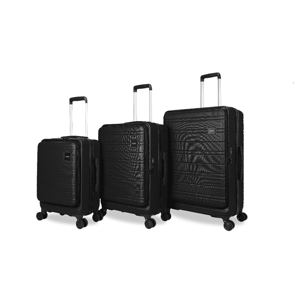 TUCCI Italy – CIRCOLO 3-Piece Expandable Spinner Luggage Set w/ Combo Lock (18.5/23/27"), Black