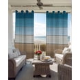 thumbnail image 6 of Blue Beige Brown Blackout Curtains for Bedroom Living Room Darkening Curtains 63 Inches Long Country Retro Gradient Wooden Grain Window Curtain 2 Panels Set Window Treatment Grommet Drapes 52"x63", 6 of 9