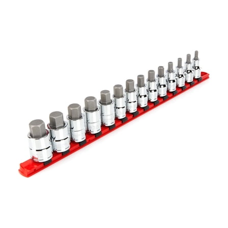 TEKTON 1/2 Inch Drive Hex Bit Socket Set with Rail, 14-Piece (6 - 19 mm) | SHB92102