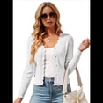 thumbnail image 3 of Cárdigan de Punto con Cuello en V, Larga y Botones para Mujer, Color , Talla S, 3 of 9