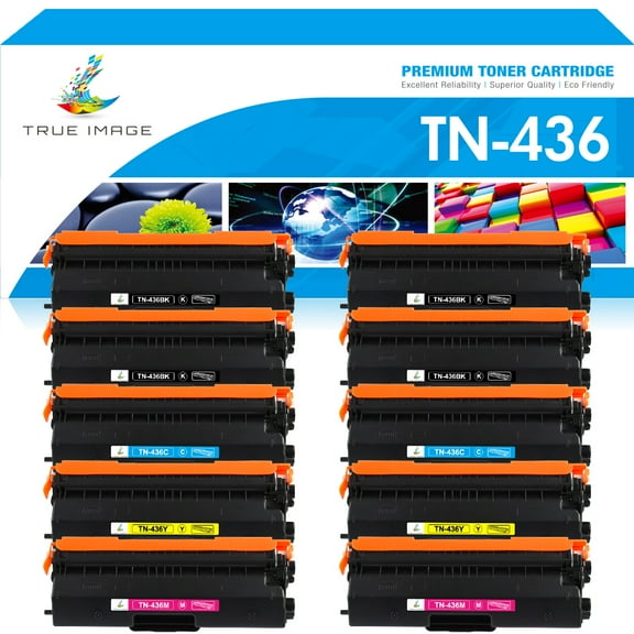 True Image 10-Pack Compatible Toner Cartridge for Brother TN436 TN-436 MFC-L8900CDW HL-L9310CDW HL-L8360CDW HL-L9310CDW MFC-L9570CDW (4*Black,2*Cyan,2*Magenta,2*Yellow)