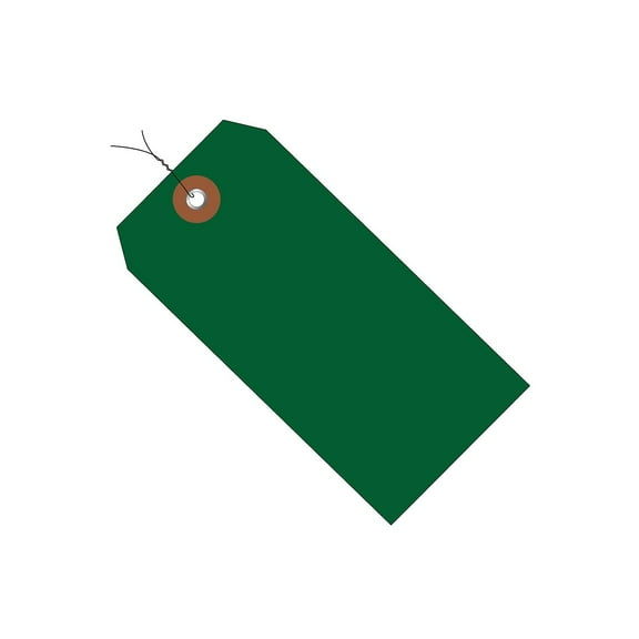 Box Partners Plastic Shipping Tags Pre-Wired 4 3/4" x 2 3/8" Green 100/Case G26054W