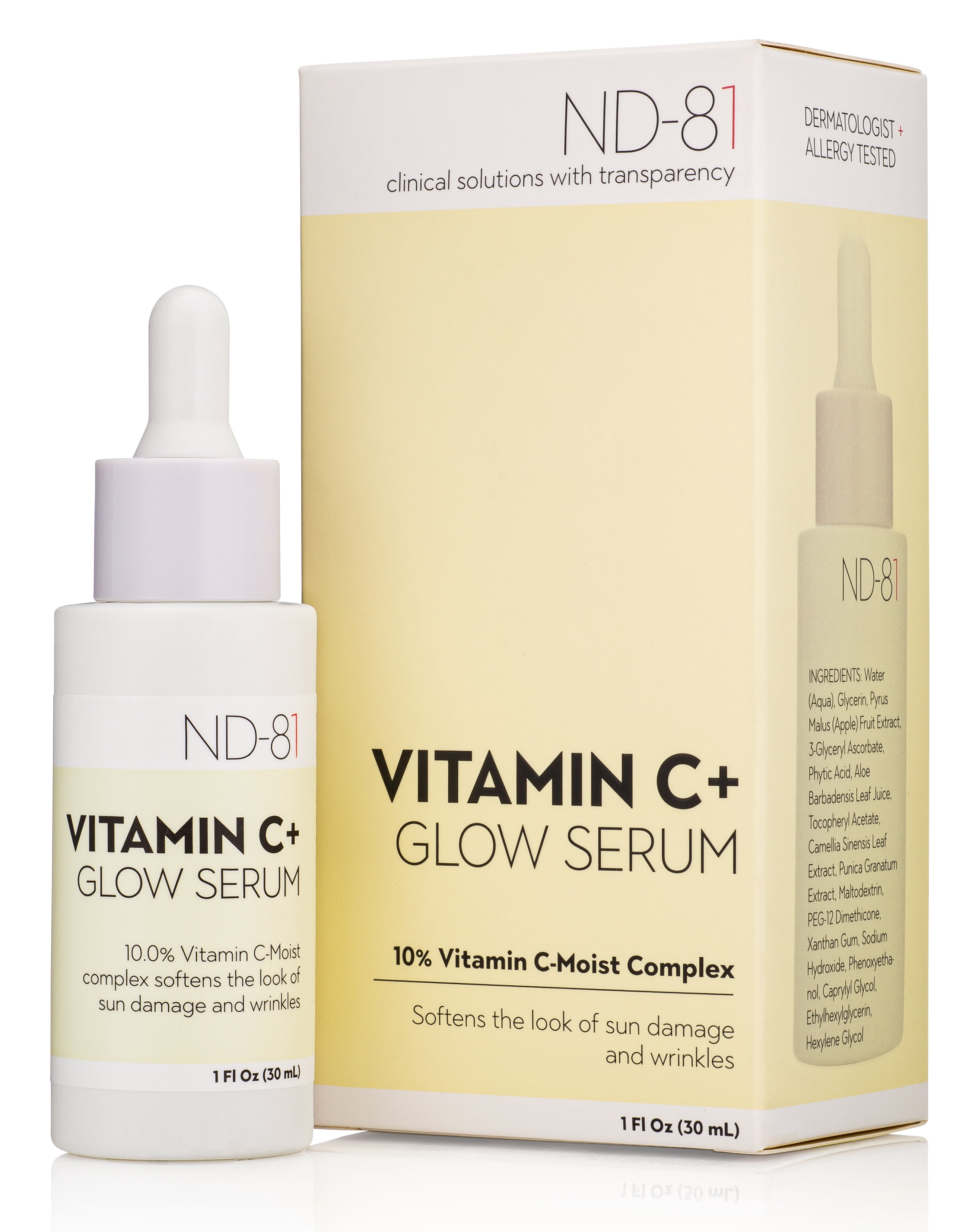 ND-81 Vitamin C  Glow Serum. Skin Brightening Serum for Face. Reduces the Appearance of Dark Spots. Evens Skin Tone. 100% Clean Beauty. 1 Fl Oz
