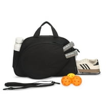 Hynes Eagle Pickleball Tennis Racquet Bag Lightweight Gym Duffel with Shoe Compartment， Black
