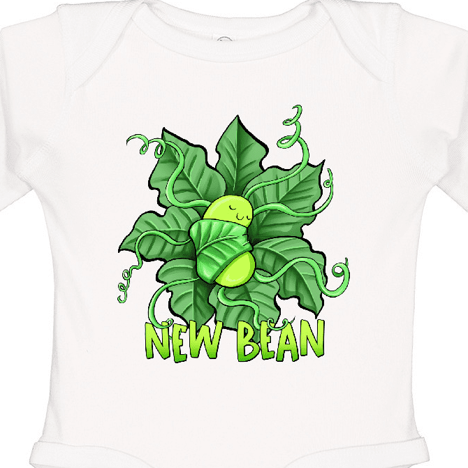 Inktastic New Bean Cute Sleeping Bean in Leaves and Vines Boys or Girls Long Sleeve Baby Bodysuit