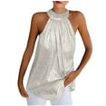 thumbnail image 2 of Women Summer Solid Sequined Sleeveless Casual Tunic Top Tank Shirt Vest, 2 of 5
