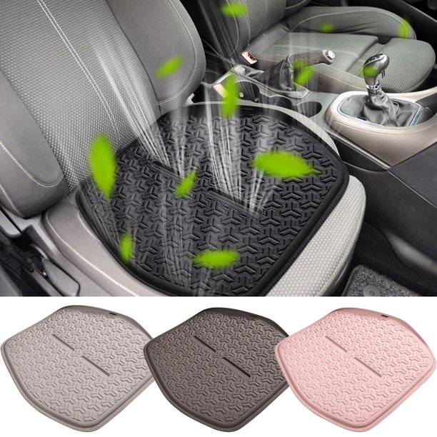 Almohadón Cojín de asiento de coche de gel y seda helada,1 pieza,con funda ventilada para mayor comodidad al conducir en verano (beige). Rkxzt