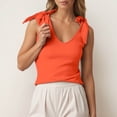 thumbnail image 2 of XIAOCHA Womens Bow Tie Shoulder Tank Top Sleeveless V Neck Pullover Top Soft Sweet Casual Tops, 2 of 6