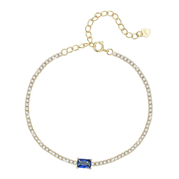 Fasjewly 925 Sterling Silver Birthstone Tennis Bracelets,Dainty Simple Zircon Birthstone Bracelet, Jewelry Gifts for Women Girls Wife Mom-September