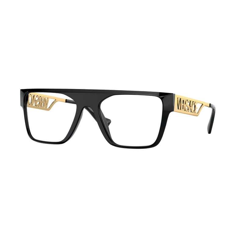 Versace Unisex Rectangle Eyeglasses VE 3326U GB1, Black/Gold