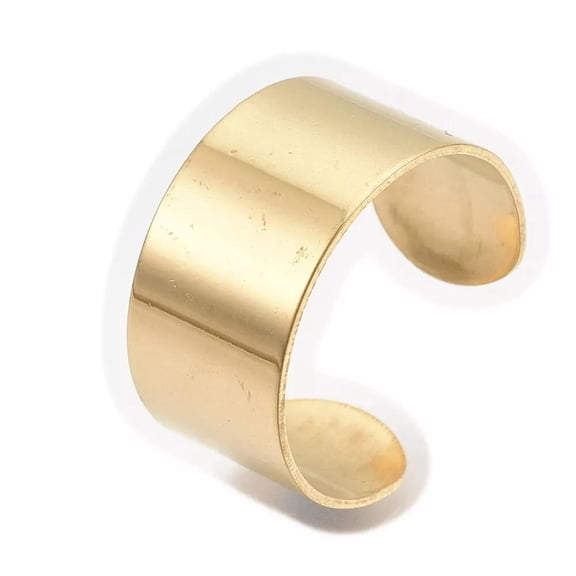Stainless Steel Cuff Ring Open Finger Ring Wide Band Gold Adjustable 10Mm Z260