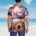 thumbnail image 4 of Pofeuu Warm Sunflower Sleeping Cat Print Hawaiian Shirt for Men Sleeves Casual Button Down Summer Beach Dress Shirts T-Shirts,X-Large, 4 of 7